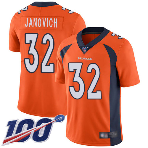 Men Denver Broncos #32 Andy Janovich Orange Team Color Vapor Untouchable Limited Player 100th Season Football NFL Jersey